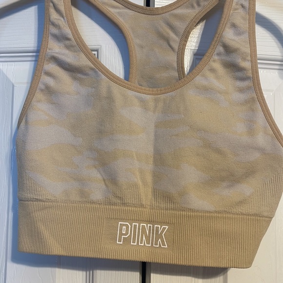 Victoria's Secret PINK Sport racerback bra in tan and white camo size small - Picture 4 of 7